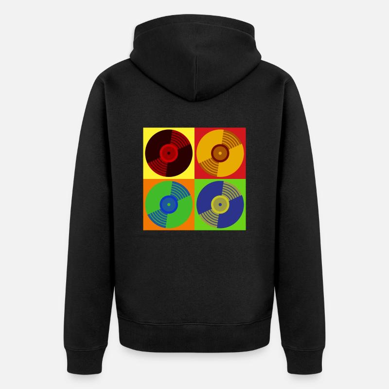 Vinyle Rétro - Veste à capuche bio Premium Unisexe - noir