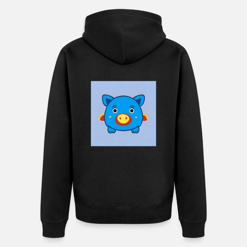Petit cochon bleu mignon - Veste à capuche bio Premium Unisexe - noir