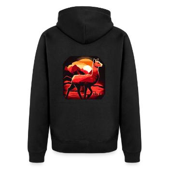 Cria Lama Sunset Mountains - Unisex Premium Organic Zip Hoodie - black - Back - Nico (187cm)
