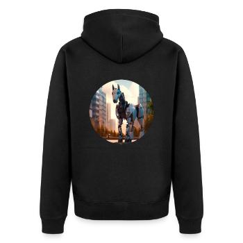 Roboter-Pferd - Unisex Premium Bio Zip Hoodie - Schwarz - Hinten - Nico (187cm)