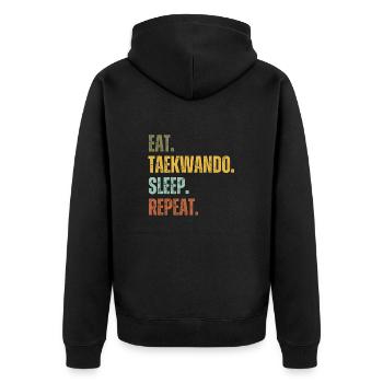 EAT TAEKWANDO SLEEP REPEAT - Unisex Premium Organic Zip Hoodie - black - Back - Nico (187cm)
