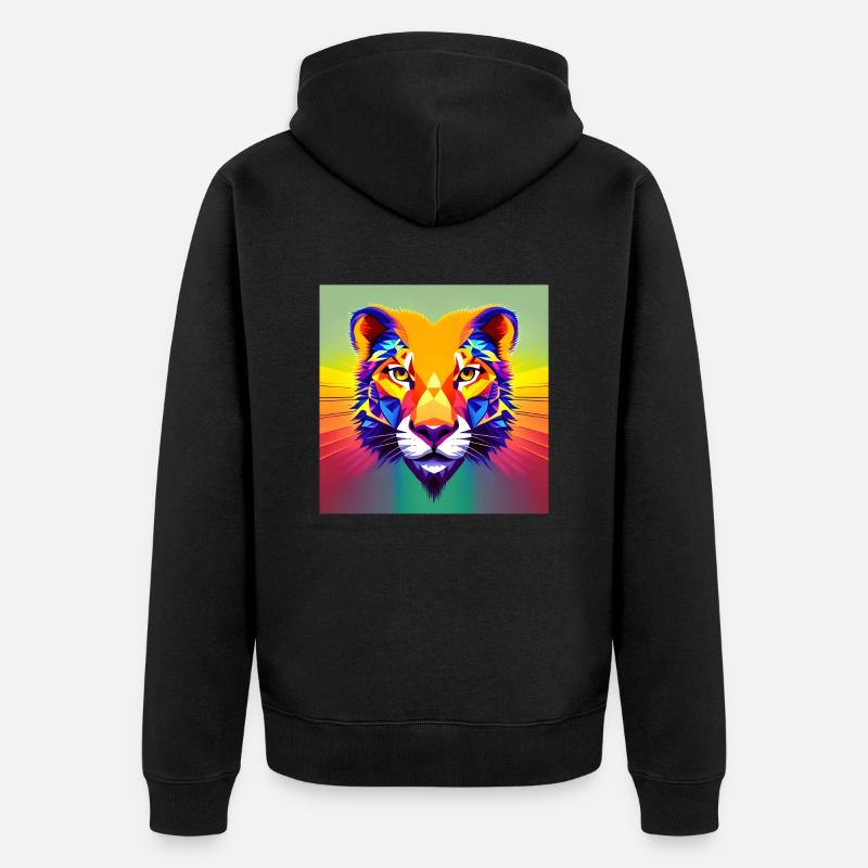 Auffälliger Löwe - Unisex Premium Bio Zip Hoodie - Schwarz