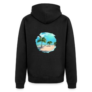 Sommerurlaub Strand Palmen Insel Sonne Palme - Unisex Premium Bio Zip Hoodie - Schwarz - Hinten - Nico (187cm)