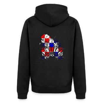Retro-Mode Vintage coole 80er Jahre Frau Mädchen Pop Art - Unisex Premium Bio Zip Hoodie - Schwarz - Hinten - Nico (187cm)
