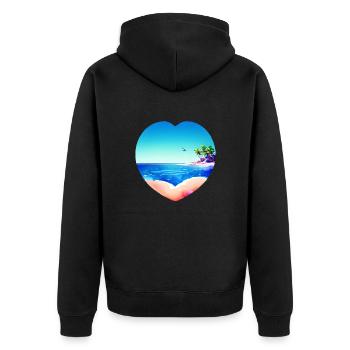 Sonne Palmen Sommerurlaub Palme Insel Strand - Unisex Premium Bio Zip Hoodie - Schwarz - Hinten - Nico (187cm)