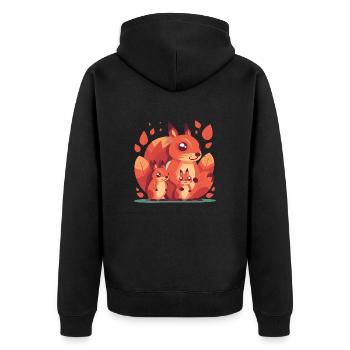 Squirrel family - Unisex Premium Organic Zip Hoodie - black - Back - Nico (187cm)