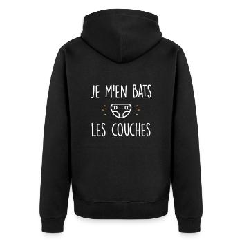 je men bats les couches - Veste à capuche bio Premium Unisexe - noir - Dos - Nico (187cm)