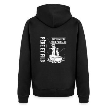Père Et Fils Partenaire De Pêche Pour La Vie - Veste à capuche bio Premium Unisexe - noir - Dos - Nico (187cm)