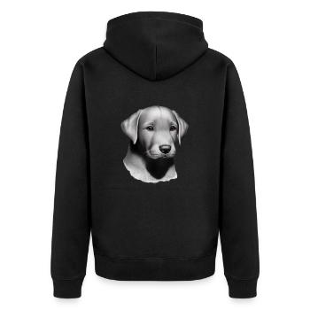 Labrador Retriever Labradorbesitzer Hundewelpe - Unisex Premium Bio Zip Hoodie - Schwarz - Hinten - Nico (187cm)