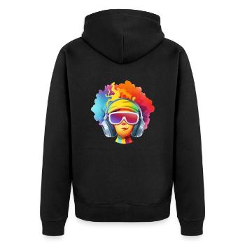 izup2u Disco Summer Girl - Unisex Premium Bio Zip Hoodie - Schwarz - Hinten - Nico (187cm)