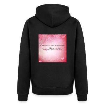 Danke das du für mich da bist - Muttertag Geschenk - Unisex Premium Bio Zip Hoodie - Schwarz - Hinten - Nico (187cm)