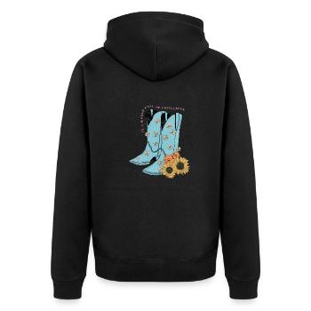 Western Desert Retro 3 - Unisex Premium Organic Zip Hoodie - black - Back - Nico (187cm)