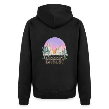 Western Desert Retro 5 - Unisex Premium Organic Zip Hoodie - black - Back - Nico (187cm)