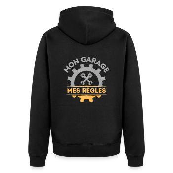 Mon garage mes règles 2 - Veste à capuche bio Premium Unisexe - noir - Dos - Nico (187cm)
