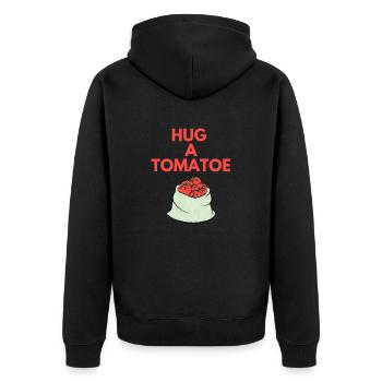 HUG A TOMATOE - Unisex Premium Organic Zip Hoodie - black - Back - Nico (187cm)