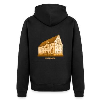Eilenburg City Hall Saxony Düben Heath Mulde - Unisex Premium Organic Zip Hoodie - black - Back - Nico (187cm)