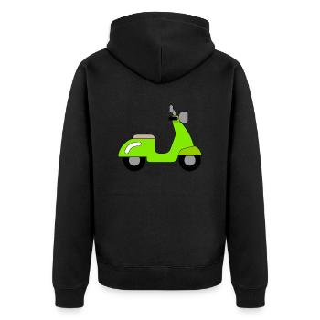 grünes Mofa Design / Motorrad Design - Unisex Premium Bio Zip Hoodie - Schwarz - Hinten - Nico (187cm)