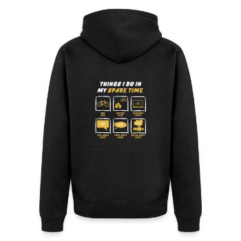 BIKE IN SPARE TIME - Unisex Premium Organic Zip Hoodie - black - Back - Nico (187cm)