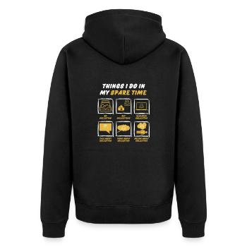COLLECT IN SPARE TIME - Unisex Premium Organic Zip Hoodie - black - Back - Nico (187cm)