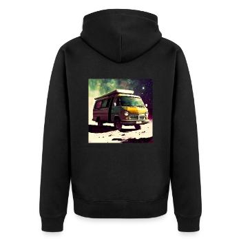 Space camper van - Unisex Premium Organic Zip Hoodie - black - Back - Nico (187cm)