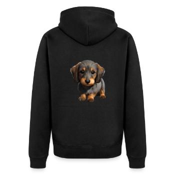 Propriétaires de chiens Chiens teckel Chien Dachshund chiot - Veste à capuche bio Premium Unisexe - noir - Dos - Nico (187cm)