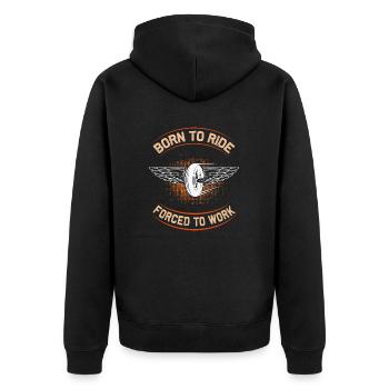 Born To Ride Wings Design - Unisex Premium Organic Zip Hoodie - black - Back - Nico (187cm)