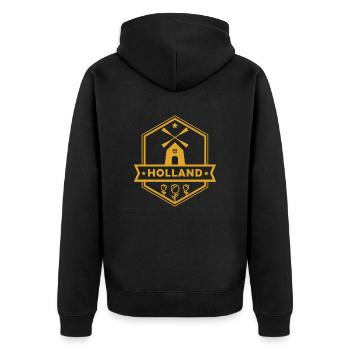 Logo Holland avec moulin et 3 tulipes - Veste à capuche bio Premium Unisexe - noir - Dos - Nico (187cm)