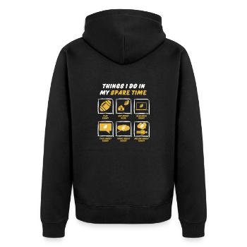 RUGBY IN SPARE TIME - Unisex Premium Organic Zip Hoodie - black - Back - Nico (187cm)