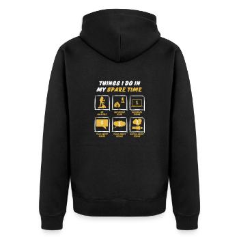 HIKE IN SPARE TIME - Unisex Premium Organic Zip Hoodie - black - Back - Nico (187cm)