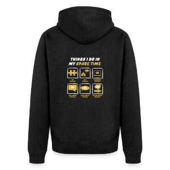 PUZZLE IN SPARE TIME - Unisex Premium Organic Zip Hoodie - black - Back - Nico (187cm)