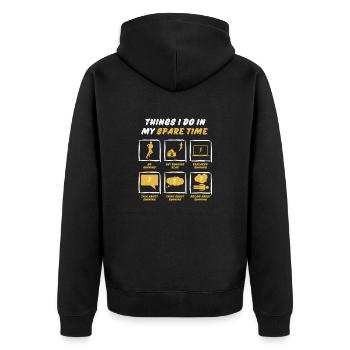 RUN IN SPARE TIME - Unisex Premium Organic Zip Hoodie - black - Back - Nico (187cm)