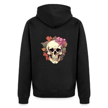 Botanical skull - Unisex Premium Organic Zip Hoodie - black - Back - Nico (187cm)