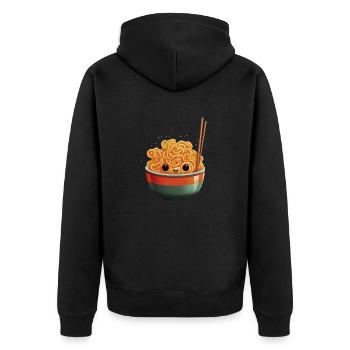 Süße Ramen Suppe - Unisex Premium Bio Zip Hoodie - Schwarz - Hinten - Nico (187cm)