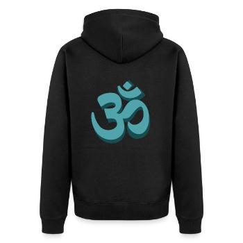 om zeichen symbol mantra yoga spirit liebe - Unisex Premium Bio Zip Hoodie - Schwarz - Hinten - Nico (187cm)