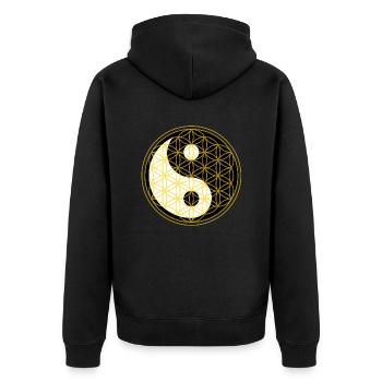 chakra blume des lebens Lebensblume Yin Yang yoga - Unisex Premium Bio Zip Hoodie - Schwarz - Hinten - Nico (187cm)
