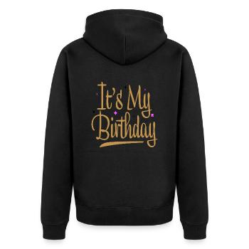 It´s My Birthday - Unisex Premium Bio Zip Hoodie - Schwarz - Hinten - Nico (187cm)