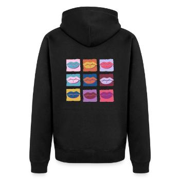 Lèvre multicolore rétro - Veste à capuche bio Premium Unisexe - noir - Dos - Nico (187cm)