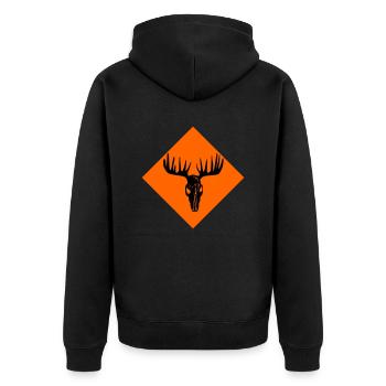 Moose Skull - Unisex Premium Organic Zip Hoodie - black - Back - Nico (187cm)