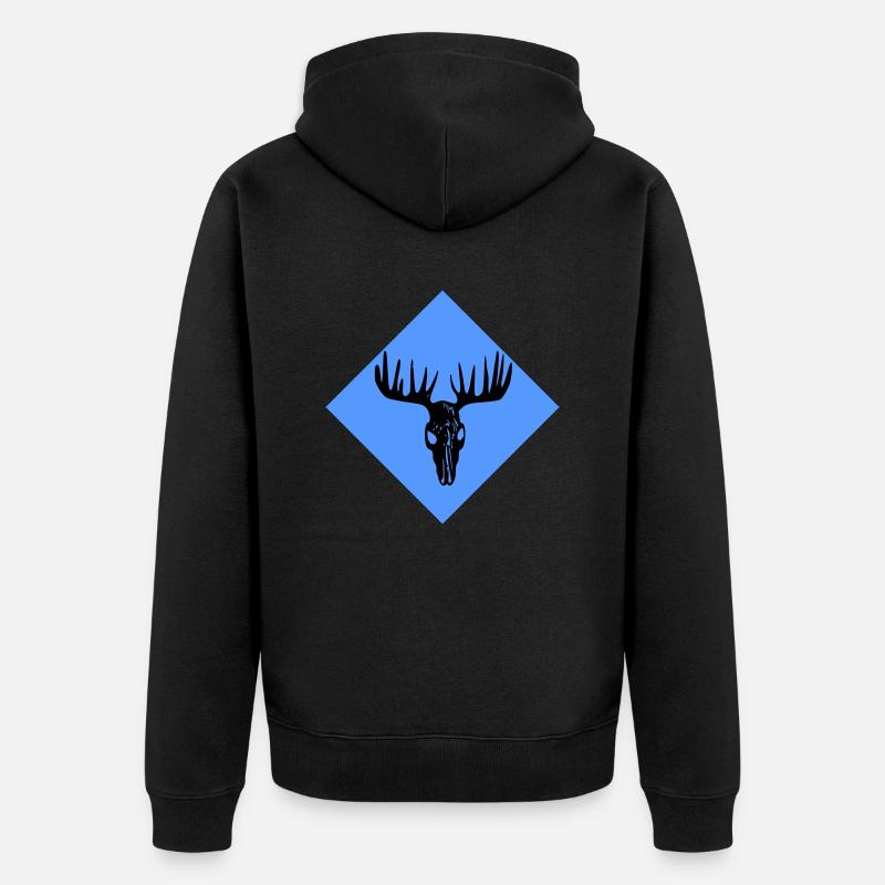 Elch-Schädel - Unisex Premium Bio Zip Hoodie - Schwarz