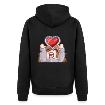Pillowg1rl Emote mit Herz - Unisex Premium Bio Zip Hoodie - Schwarz - Hinten - Nico (187cm)