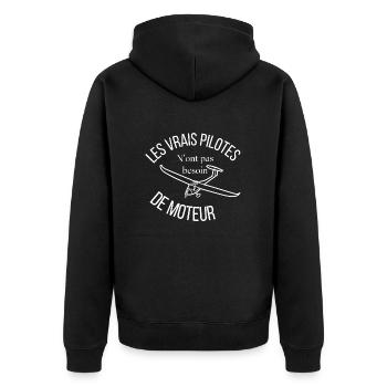 Les vrais pilotes n'ont pas besoin de moteur - Veste à capuche bio Premium Unisexe - noir - Dos - Nico (187cm)