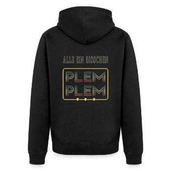 Alle ein bisschen plem plem - Unisex Premium Bio Zip Hoodie - Schwarz - Hinten - Nico (187cm)