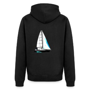 Segelsport Segelboot Segler Segelschiff Segeln - Unisex Premium Bio Zip Hoodie - Schwarz - Hinten - Nico (187cm)