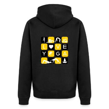 I love yoga buchstaben formen symbole chakra icon - Unisex Premium Bio Zip Hoodie - Schwarz - Hinten - Nico (187cm)