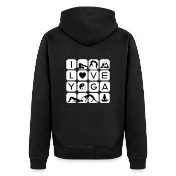 I love yoga formen symbole chakra 1 6 - Unisex Premium Bio Zip Hoodie - Schwarz - Hinten - Nico (187cm)