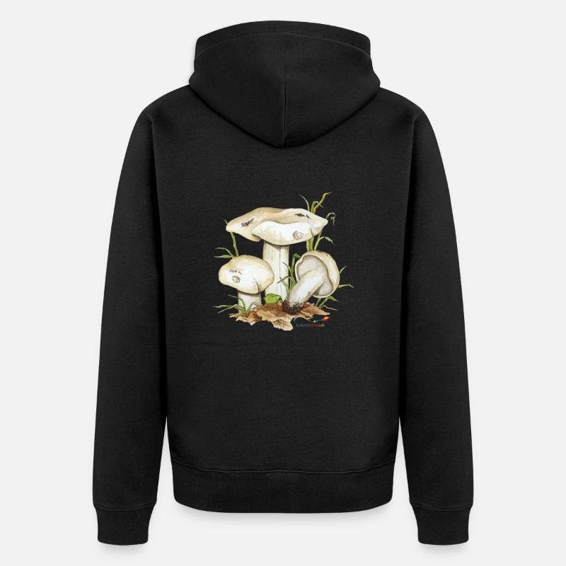 Mai-Ritterling oder Maipilz (Calocybe gambosa) - Unisex Premium Bio Zip Hoodie - Schwarz