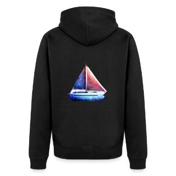 Segelboot Segelschiff Segeln Segelsport Segler - Unisex Premium Bio Zip Hoodie - Schwarz - Hinten - Nico (187cm)