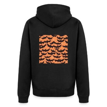 Whimsical Wings: Comic-Fledermäuse-Kollektion - Unisex Premium Bio Zip Hoodie - Schwarz - Hinten - Nico (187cm)