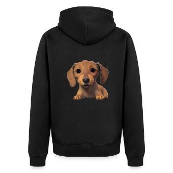 Hundehalter Hunde Dachshund Hund Dackelwelpe - Unisex Premium Bio Zip Hoodie - Schwarz - Hinten - Nico (187cm)