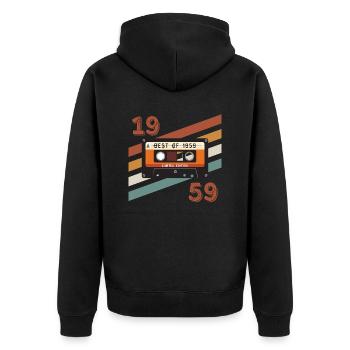 Retro-Vintage-Jubiläum von 1959 - Unisex Premium Bio Zip Hoodie - Schwarz - Hinten - Nico (187cm)